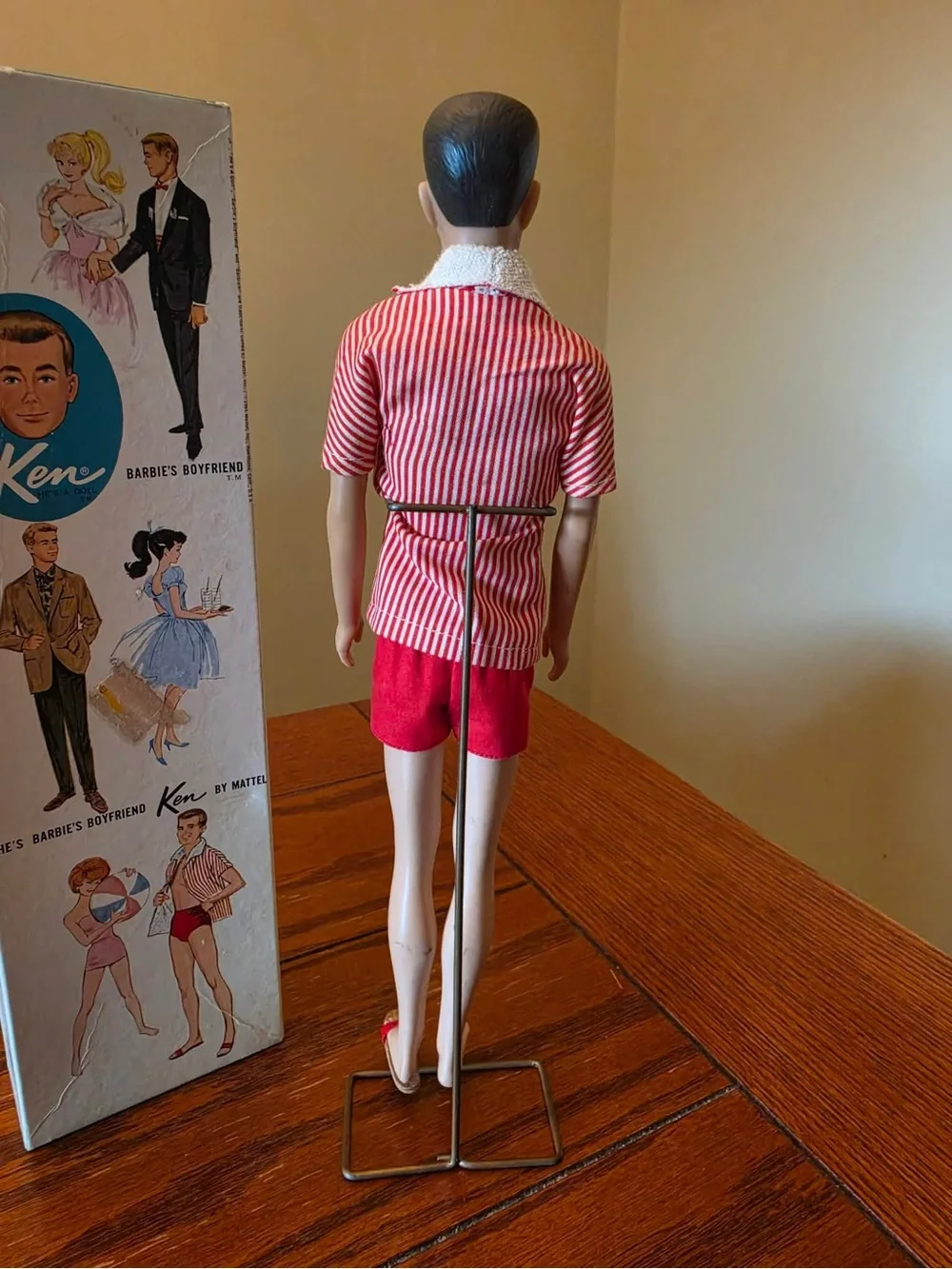 Mattel Ken Doll in Red and White Striped Shirt with Red Shorts